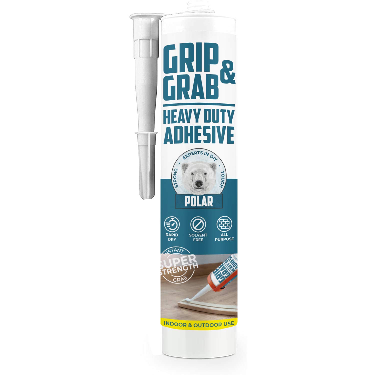 Polar Grip & Grab Heavy Duty Adhesive Pack of 1 - (1x 310ml) Solvent Free All Building Adhesive for Interior Wood, Ceramic, Metal & More