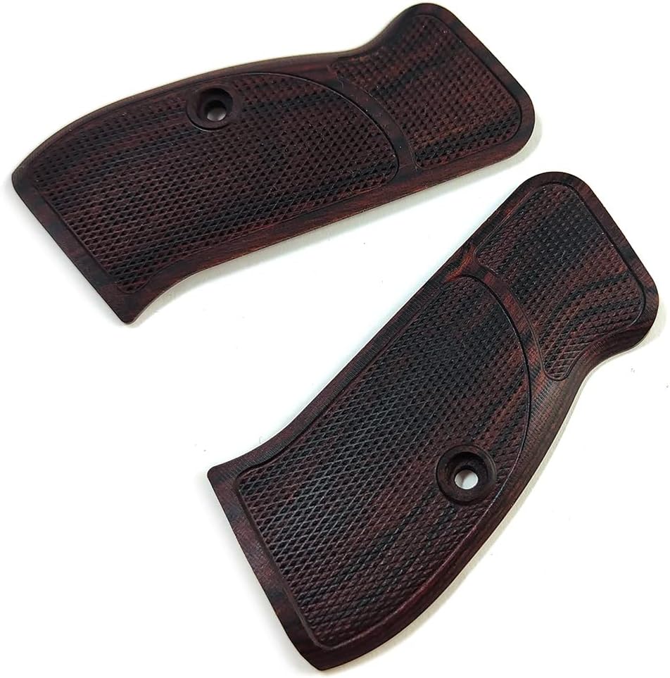 Cool Hand Wood Grips for CZ 75/85 Compact, CZ P-01, P100, C100, T100, PCR, CZ 75 D, Gun Grips Screws Included, Checker Diamond Cut Texture
