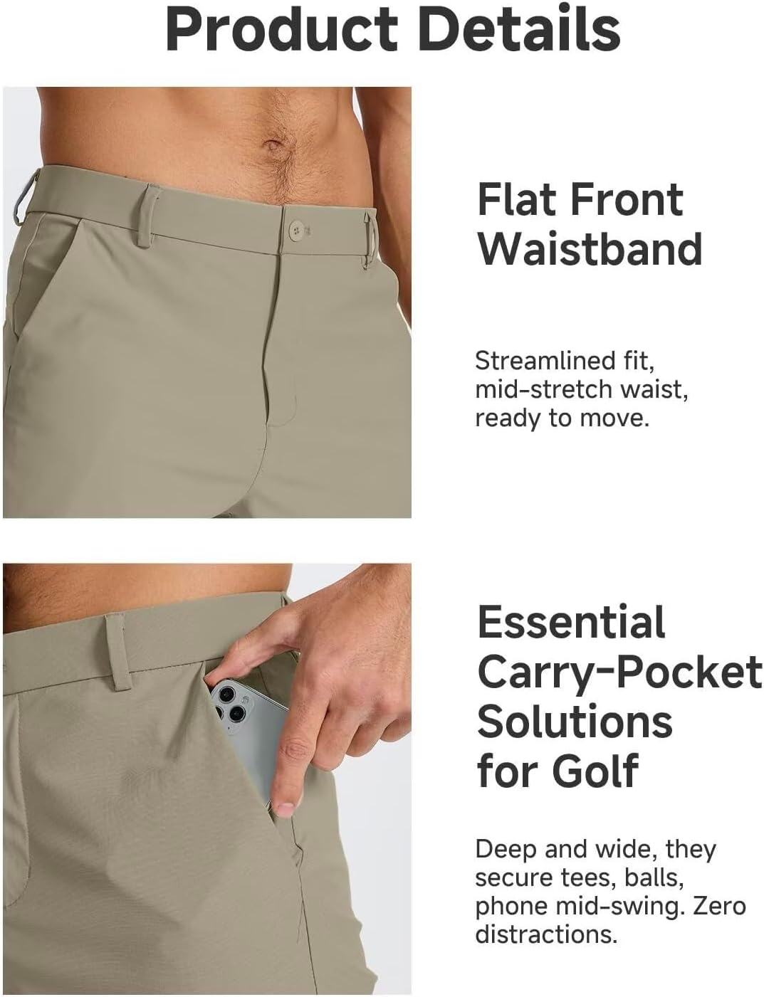 Men's Classic Fit 7/9/11 Inch Golf Shorts Lightweight Long Stretch Hiking Short with 4 Pockets for Casual Work - Image 3