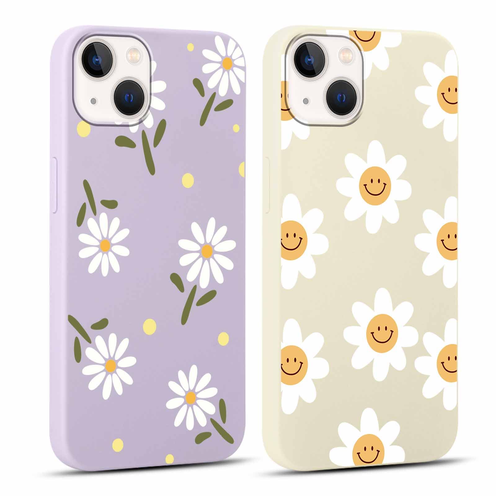 Yoedge Handyhülle Mit Band Für IPhone 13/14 – Blumen-Design, Silikon, Mit Verstellbarem Trageriemen
