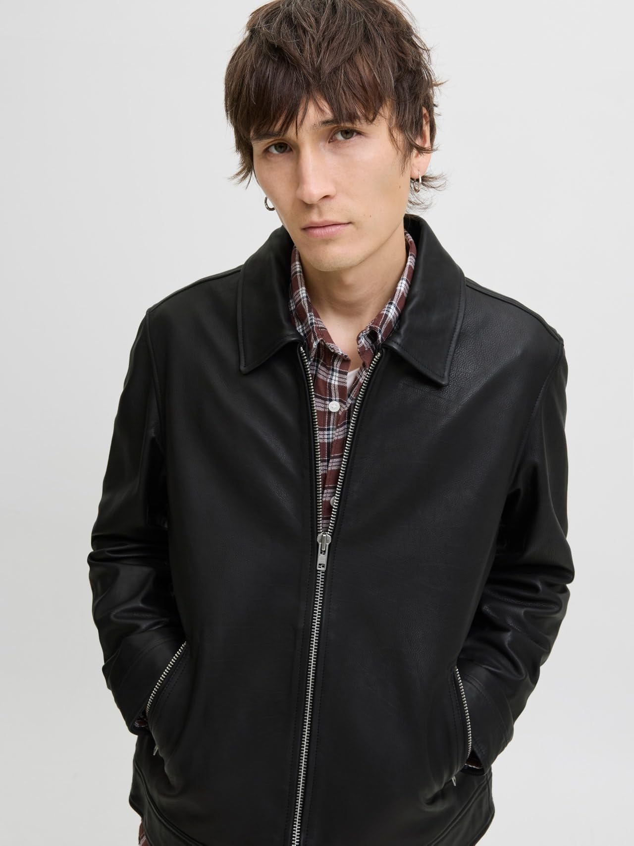 JACK & JONES Męska kurtka skórzana Jjecasablanca Ln, czarna, xx_l, czarny, XXL