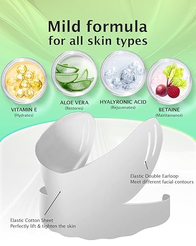 Miniatura 2 de Máscara de elevación de línea V, 8 unidades, tensor de doble barbilla, máscara de levantamiento de cuello con extracto de aloe vera, ácido