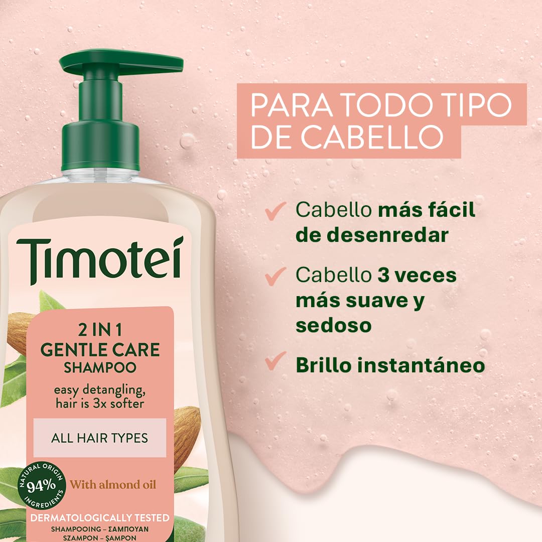 Timotei Champú 2 en 1 Cuidado Suave 300ml| Cabello 3 Veces Más Suave | Con Aceite de Coco | Limpia y Desenreda — view 5