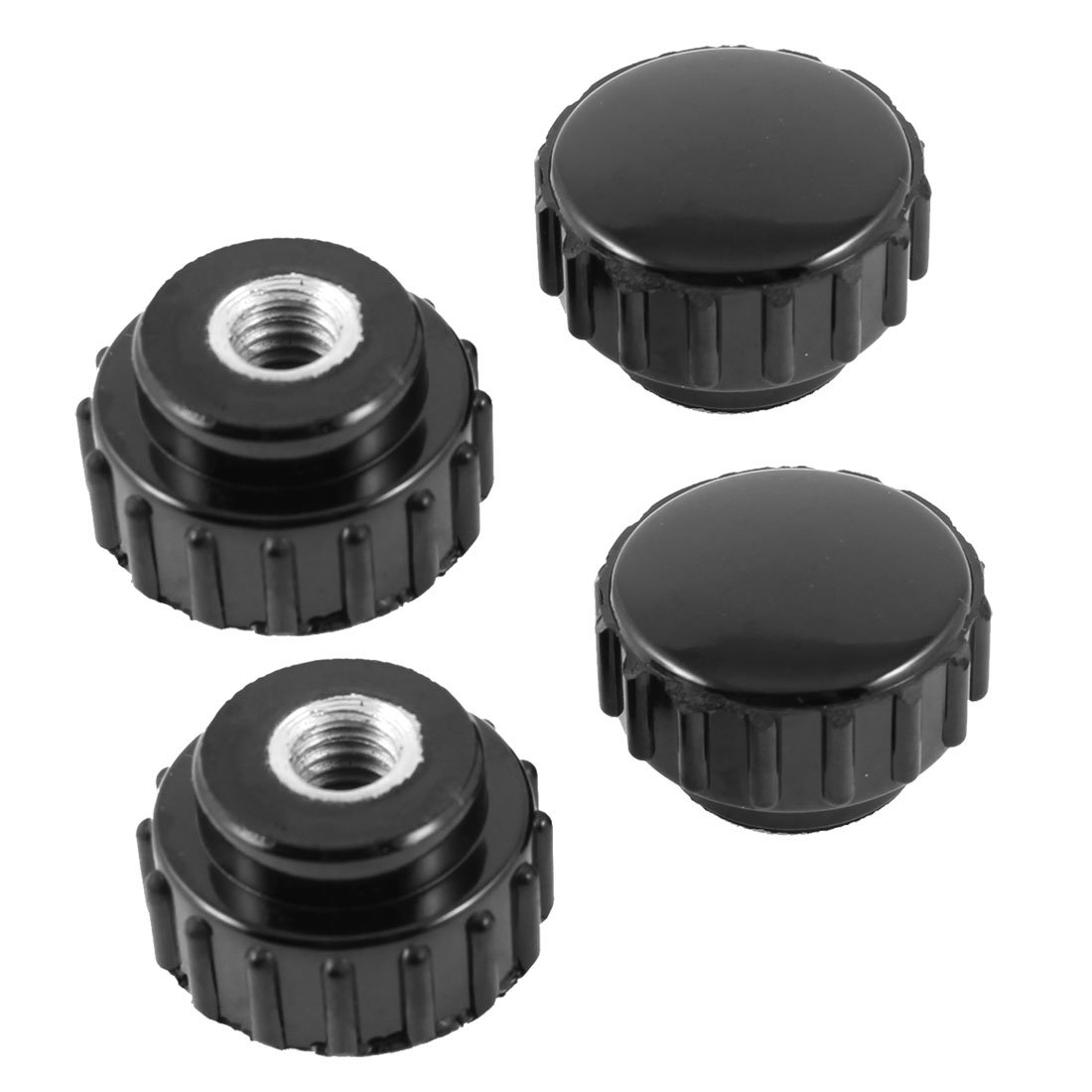 Uxcell Women's Silver,Black Sourcingmap 4 Pcs Spare Part 5Mm Dia Thread 14Mm High Knurled Knob Black