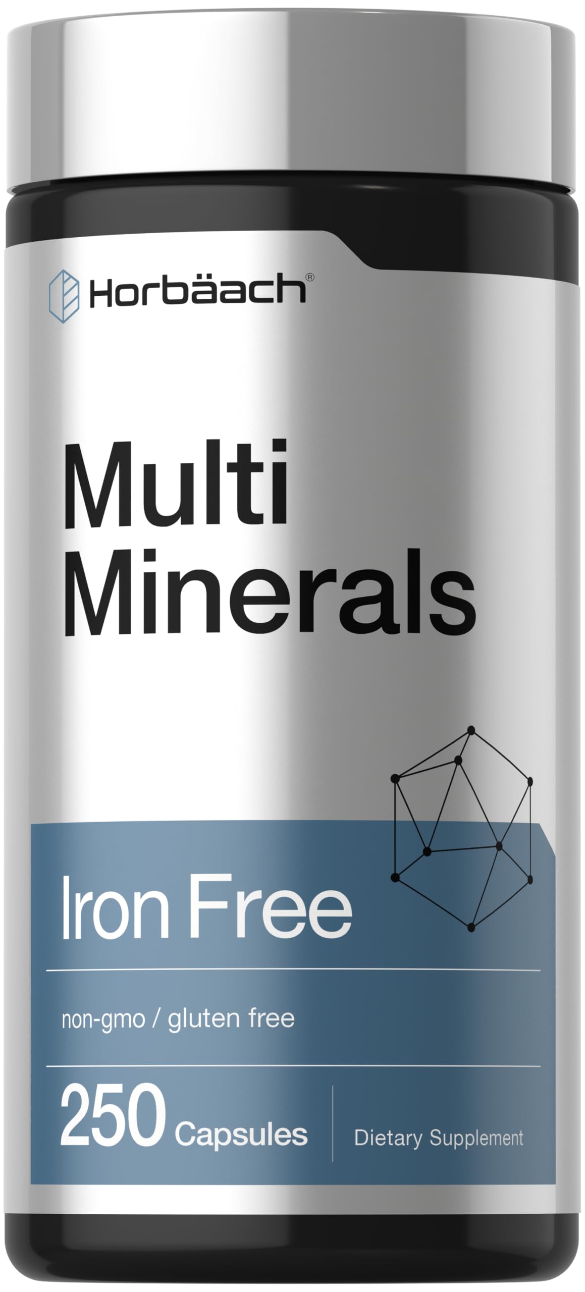 Horbäach Multi Minerals Supplement | 250 Capsules | Iron Free