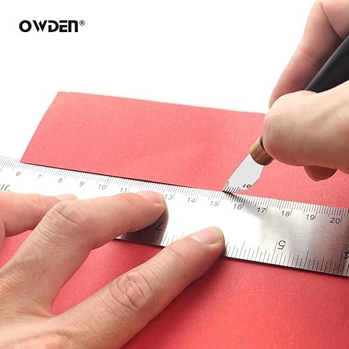 Miniatura 6 de OWDEN Cuchillo de precisión profesional, cuchillo de hobby, cuchillo afilado para álbumes de recortes de artesanía de cuero, mango de madera de