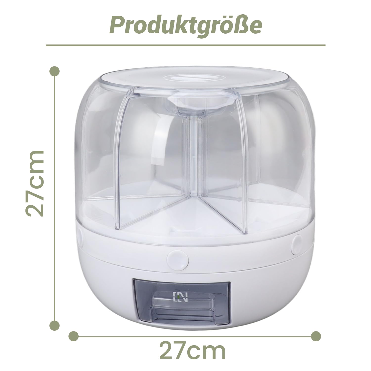 Contenitore Girevole per Cereali, 6 Griglie Dispenser di Cereali in PP Rotante con Coperchio Rimovibile, Dispenser di Riso, Distributore di Riso, Contenitore per Riso Stoccaggio, per Negozio di Cucina