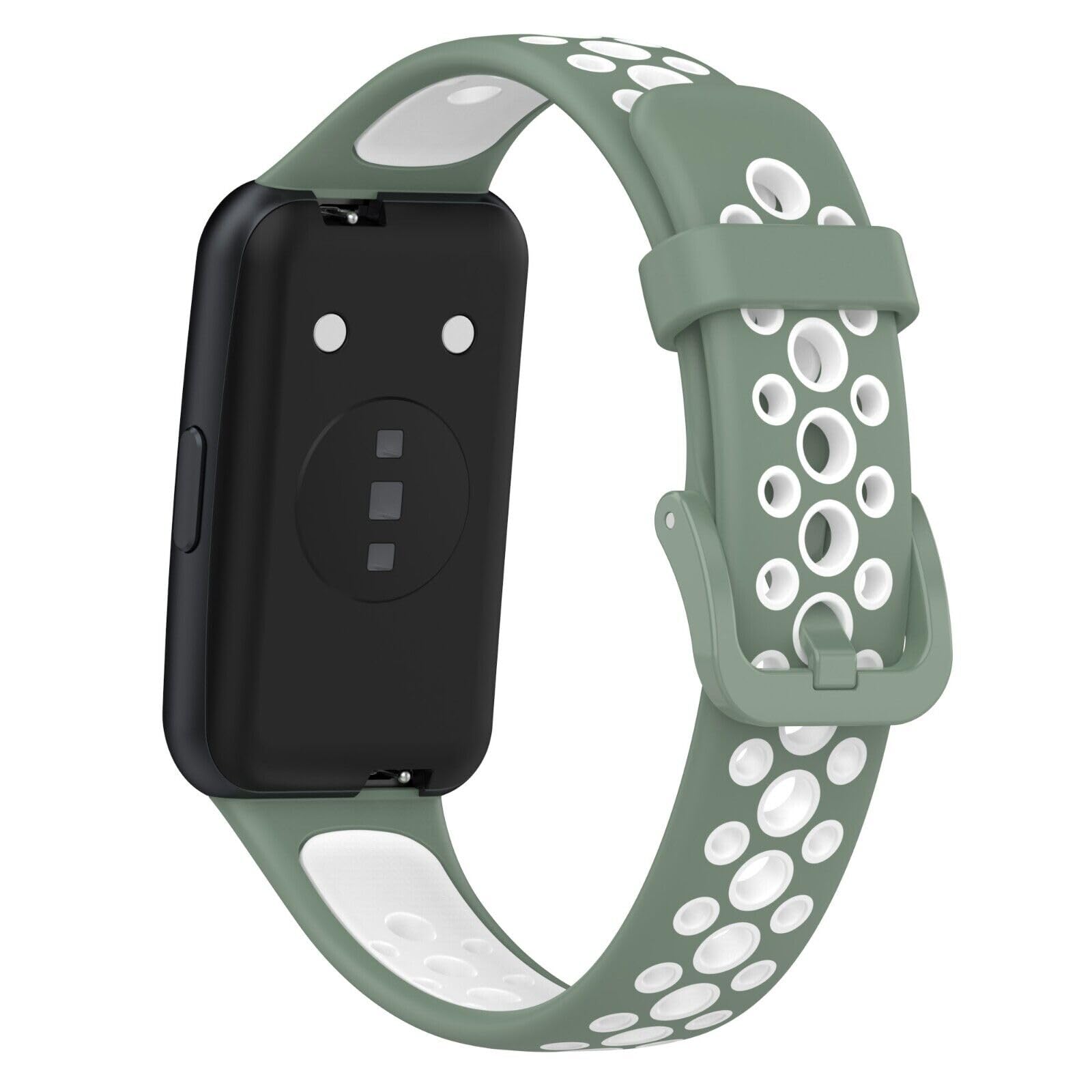 Panda Bobo For Huawei Band 7 (LEA-B19) Replacement Silicone Sport Watch band Strap (Light Green+White) - Image 2