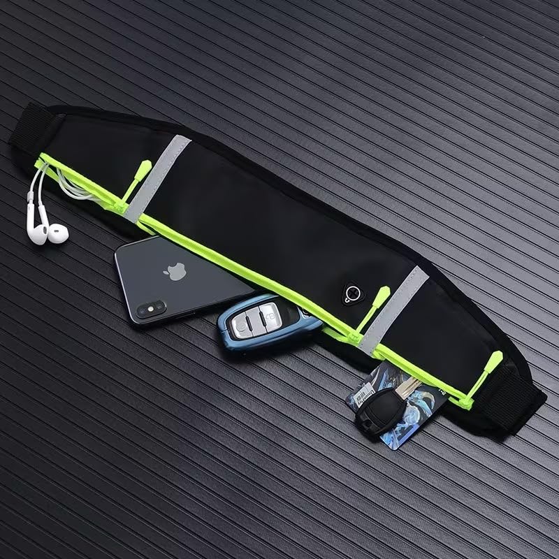 Image of Running Belt with Waterproof Adjustable Elastic Strap, Sweatproof waistpacks with Large Capacity, Perfect for Running and Outdoor Activities, Black, One Size (Running Belt Pink)