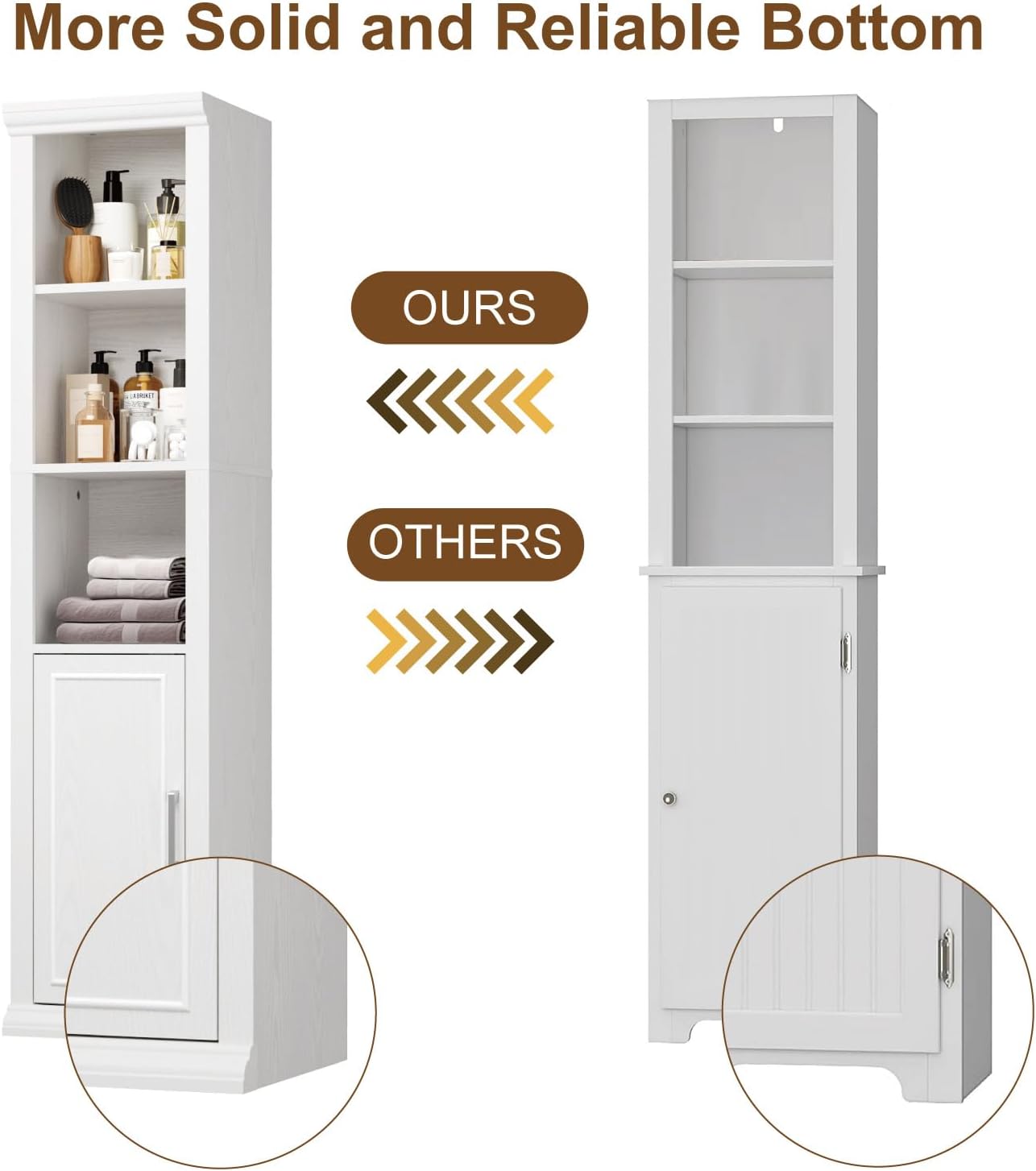 Rresyet Bathroom Cabinet, 60" Tall Bathroom Storage Cabinet with Adjustable Shelves and Doors for Small Space, Living Room, Entryway, Kitchen, White