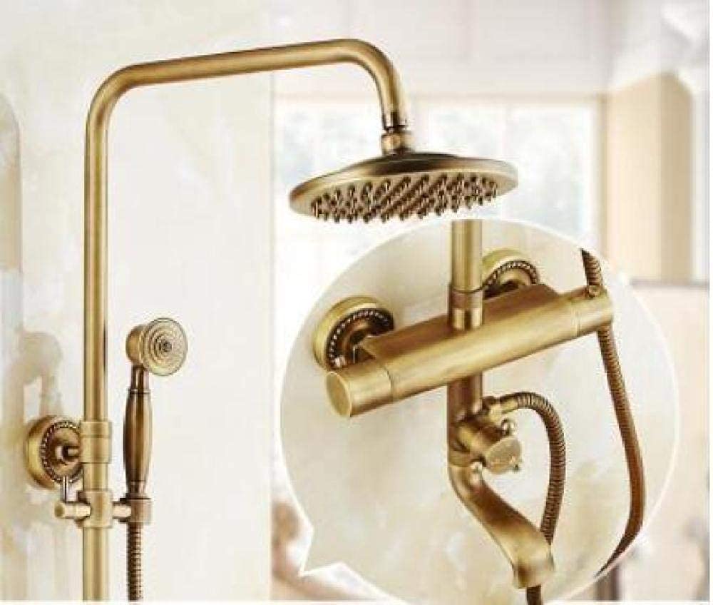 Juego de grifo de ducha bronce antiguo con grifo de ducha de lluvia con grifo de pared de doble mango