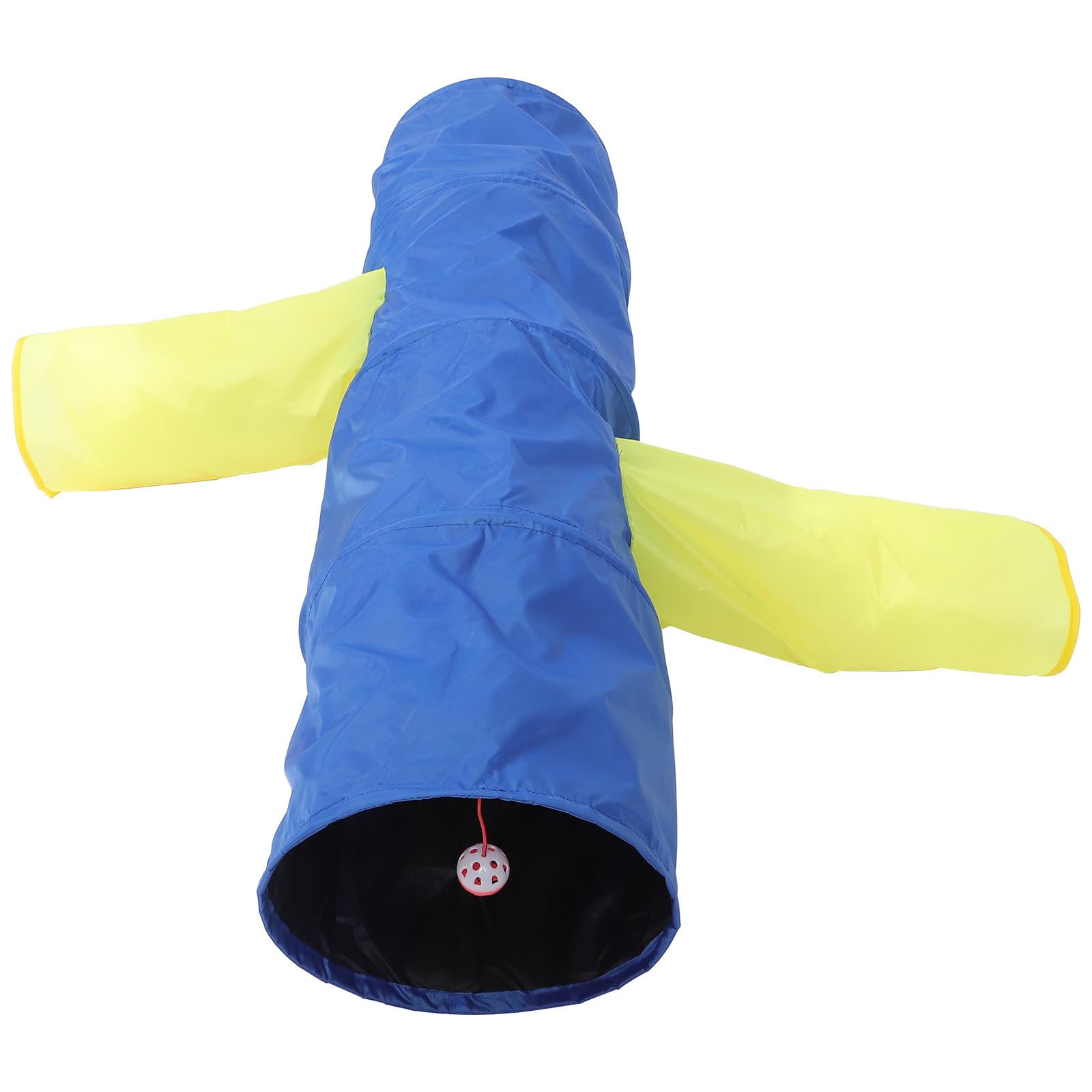Túnel plegable para gatos contra el aburrimiento con múltiples salidas de poliéster azul