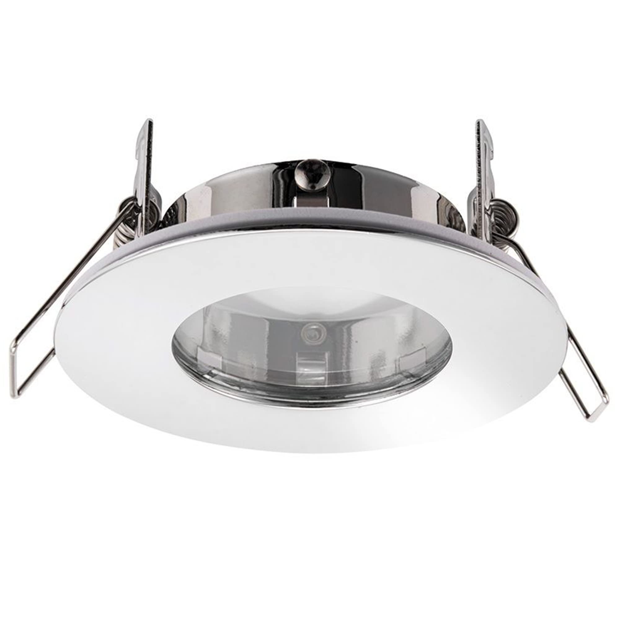 National Lighting Chrome Fire Rated Led Downlight Fittings - Round Ultra Slim, Downlights For Ceiling - Ip65 Rated Bathroom Spotlights - 7W 240V Led Gu10 (Not Included) - Pack Of 6