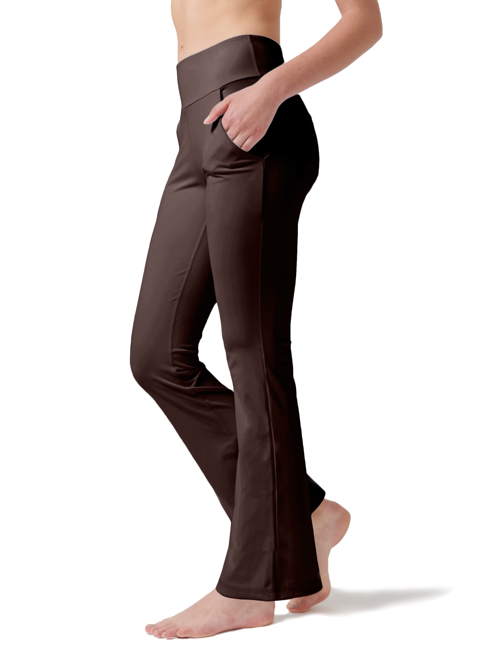 LaiEr Pantaloni da Yoga da Donna con 4 Tasche Pantaloni da Lavoro a Vita Alta 4 Vie Stretch Controllo Pancia Pantaloni Lunghi Svasati, (2 Tasche Laterali e Posteriori),