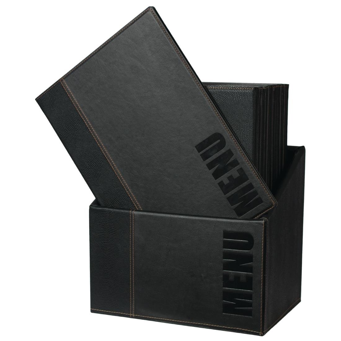 Contemporáneo Menu Holder Set – A4 Color: Negro Paquete de 20 unidades con caja de soporte.