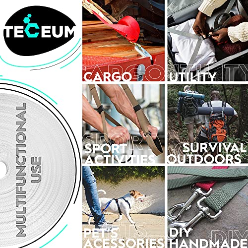 Image of TECEUM 3 /4 inch & 5 /8 inch & 1 inch & 1.5 inch & 2 inch Webbing - 10 25 50 Yards - 40+ Colors - Heavy Duty 1 Inch 1.5 Inch 2 Inch Backpack Straps - Webbing for Outdoors Indoors Crafting DIY