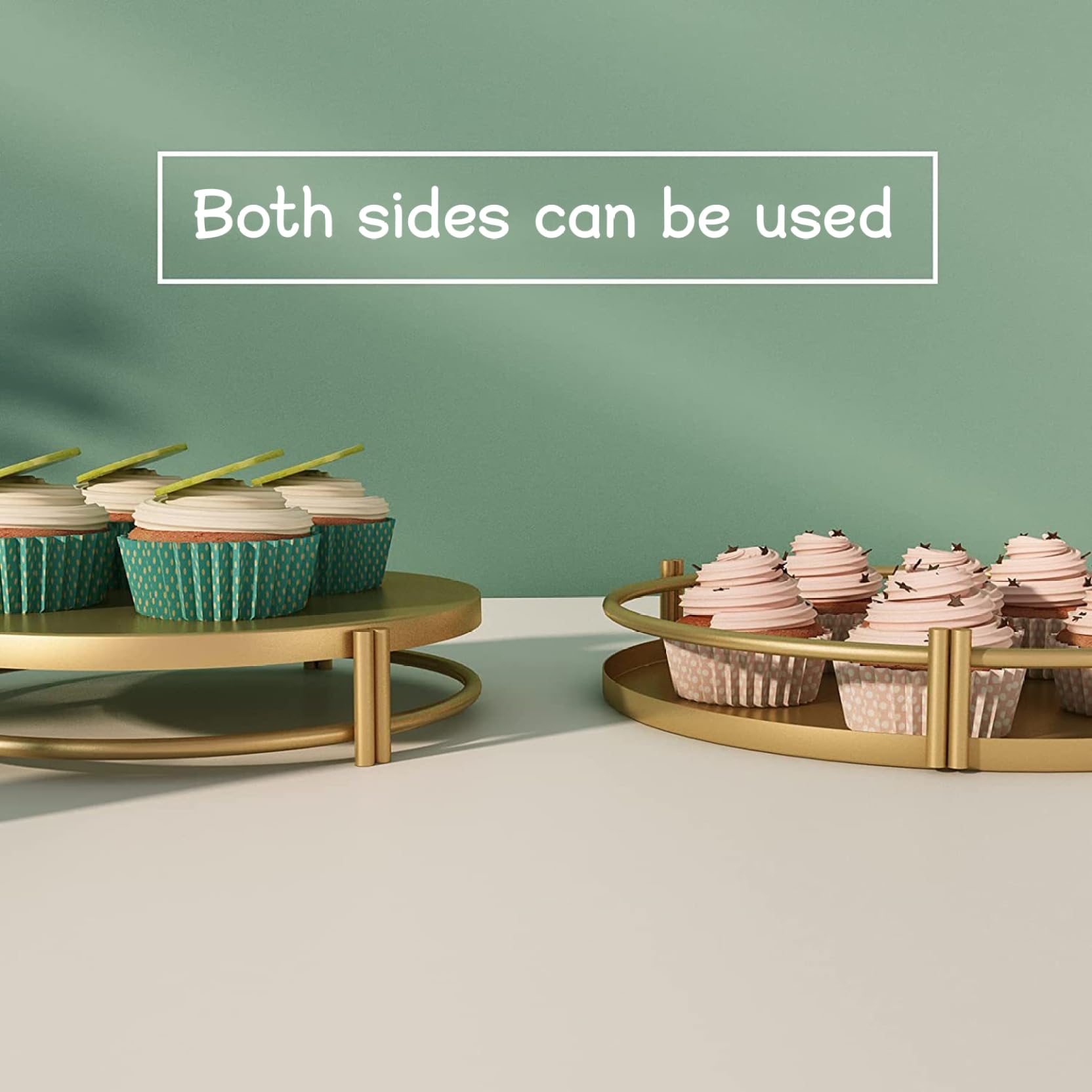 Juego de 3 soportes para cupcakes de metal dorado (8 ″, 10 ″, 12 ″), soportes redondos para pasteles de postre con base estable para decoración de mesas de bodas, fiestas de cumpleaños y eventos