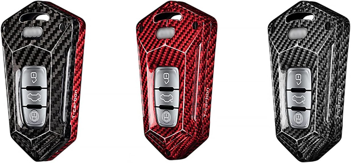 Car Key Fob Cover Case for Audi A4 A4L A5 A6 A6L A7 A8 Q5 Q8 R8 RS4 RS5 RS6 RS7 S4 S5 S6 S7 S8 SQ5 Carbon Fiber Anti Scratch Heavy Duty Key Shell - Silver Black