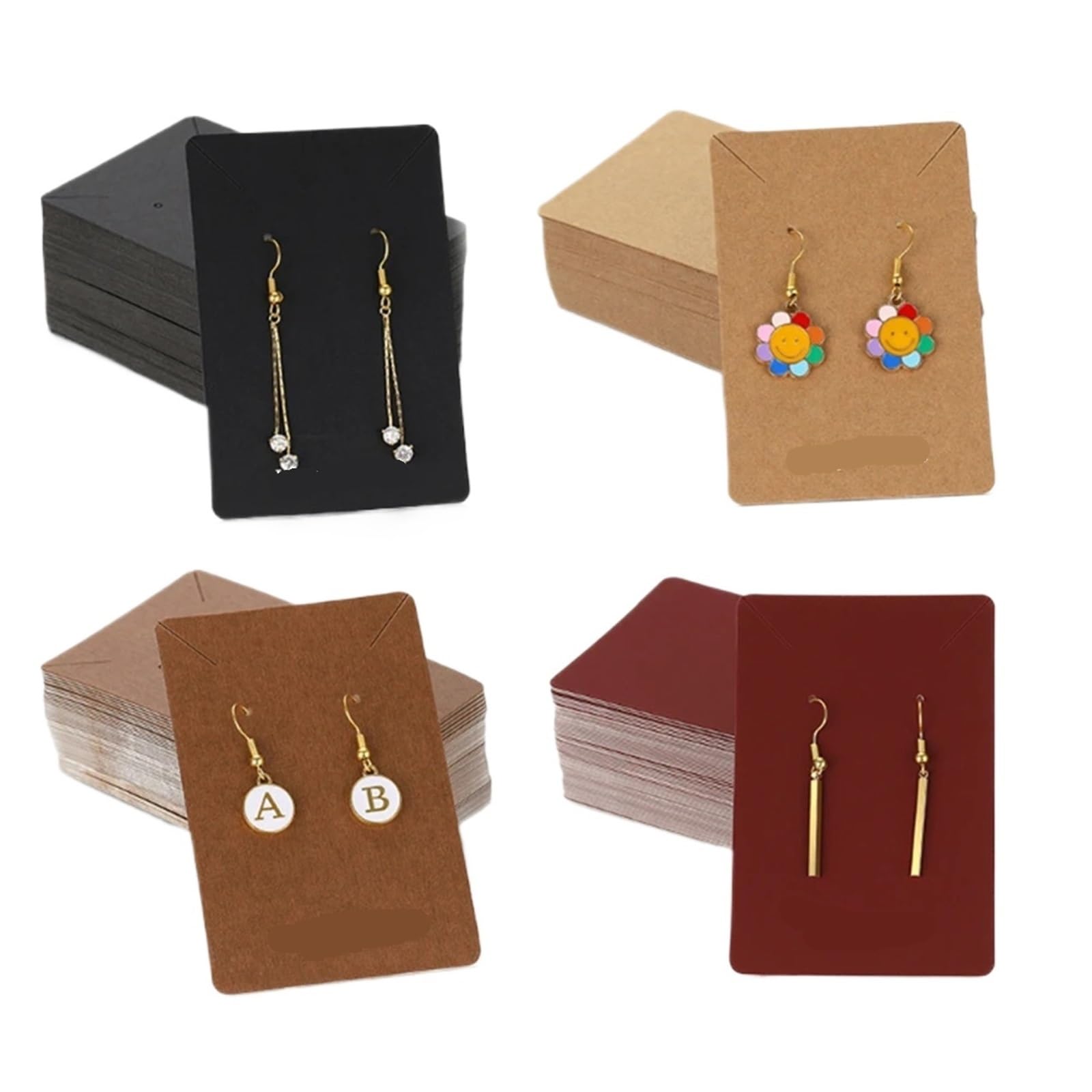 Earrings Necklace Display Cards, 400 Pcs Multicolor Earring Cards 6x9cm Kraft Paper Jewelry Display(Color1)