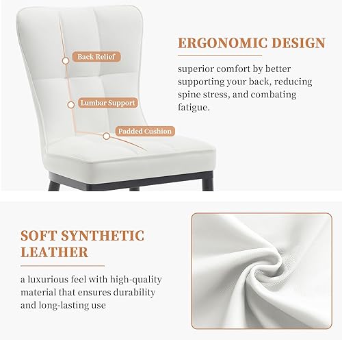 Miniatura 7 de Juego de 2 sillas de comedor modernas, cómodas sillas de comedor con asiento grueso, sillas de cocina tapizadas de piel sintética con patas de