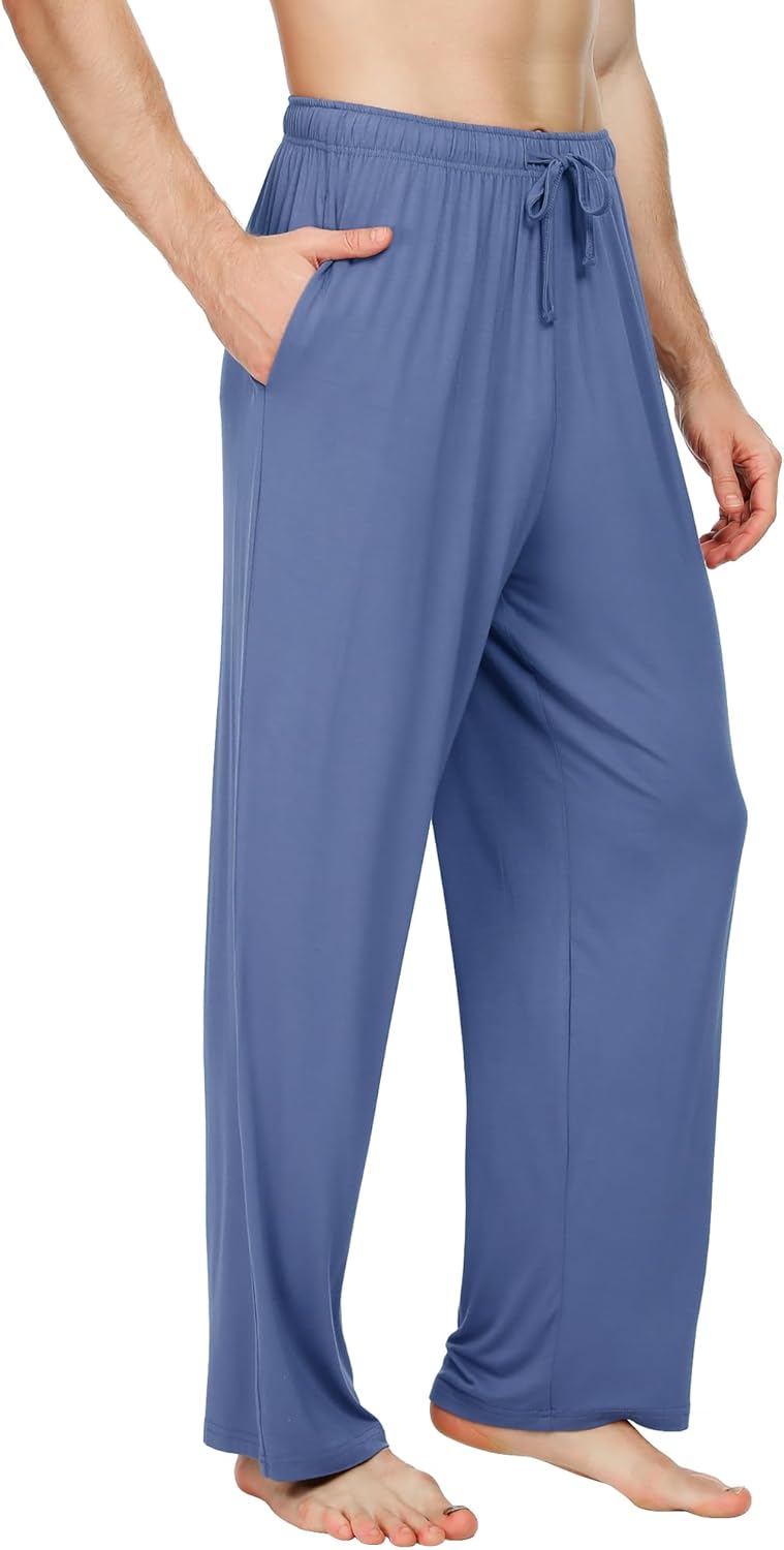 WiWi Men's Pajama Pants Soft Viscose Bamboo 1 or 2 Pack Sleep Lounge Bottoms Comfy Pj Loungewear with Pockets S-4X