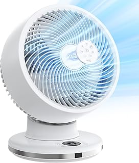 WIE Tischventilator Leiser 28dB, 4 Modi 12-Geschwindigkeit, 90° Oszillation Ventilator, Luftzirkulator Fans mit Fernbedienung, Standventilator Klein für Zuhause/Büro
