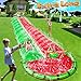 [ 3 Sided Safe Fence ] Watermelon Lawn Water Slides with 2 Bodyboards for Kids Adults, Heavy Duty Water Toys Sprinkler 2 Race Lane Outdoor Summer Beach Swimming Pool Water Game Party, 20 x 5.6 ft