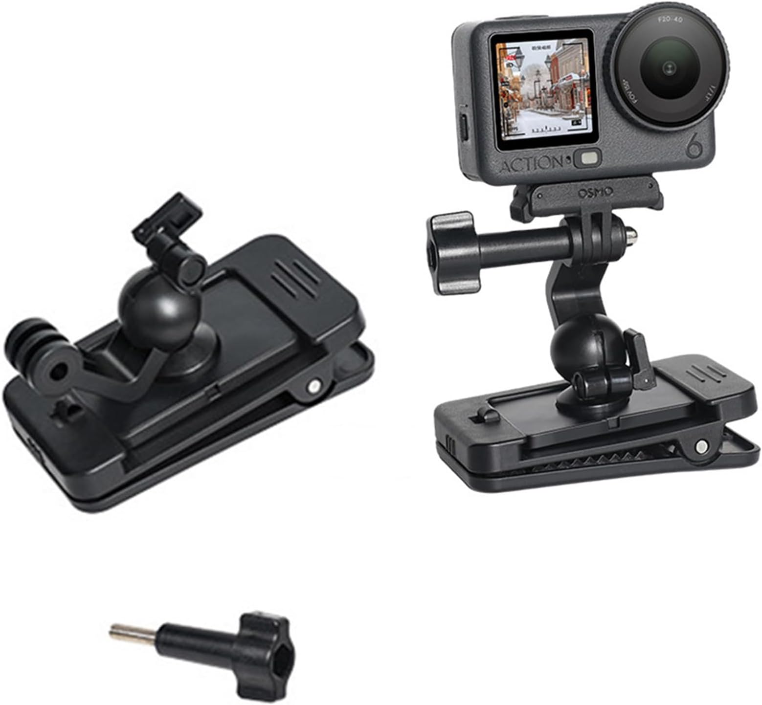360° Rotation Backpack Strap Mount for DJI Osmo Action 6/Action 5 Pro/4/3/2/1 Camera, 2 in 1 Magnetic Quick Release Backpack Clip Mount Holder for DJI OSMO Action Camera Accessories