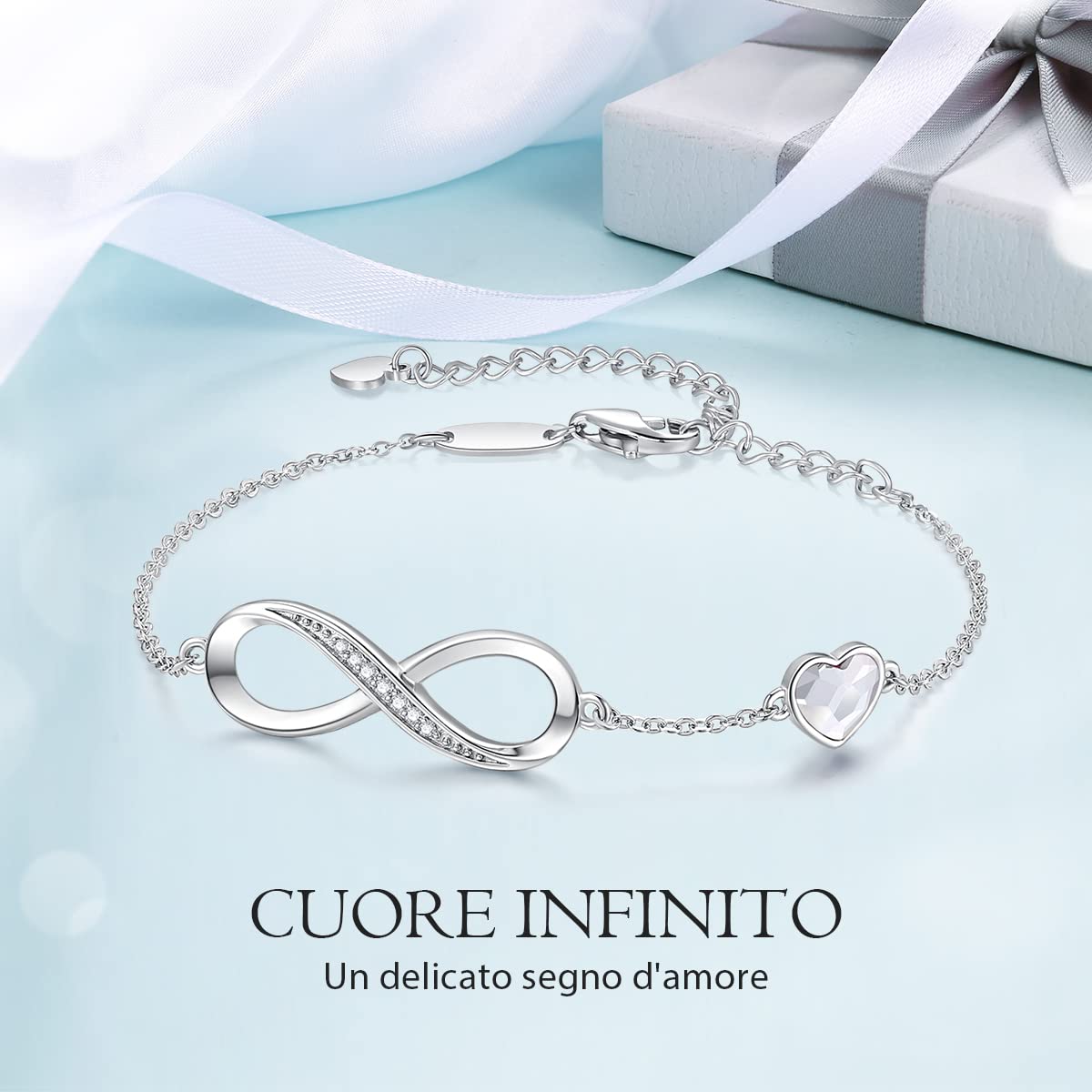 LOUISA SECRET Bracciale Donna Argento 925 or Acciai inossidabili Braccialetto Infinito Bracciali Cuore Gioielli Regalo Natale Compleanno Festa Della Mamma per Moglie Amiche Amica