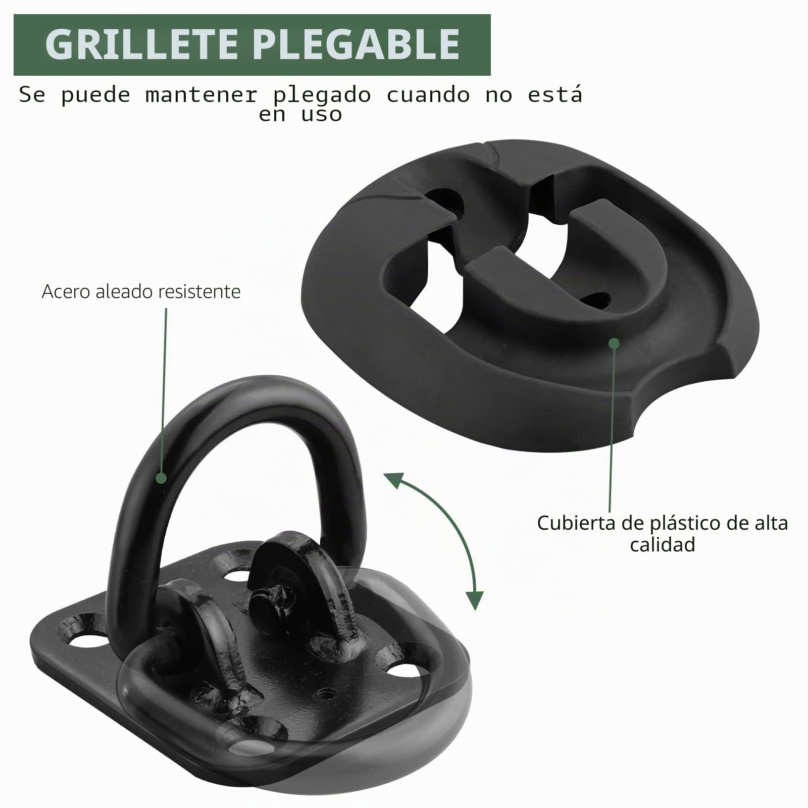 EYPINS Anclaje de Suelo, Pared, Anclaje Antirrobo Aleación de Acero de Alta Resistencia, 4 Puntos de Anclaje Fijos de 16 mm, con Hebilla de Anclaje Plegable para Motos, Bicicletas