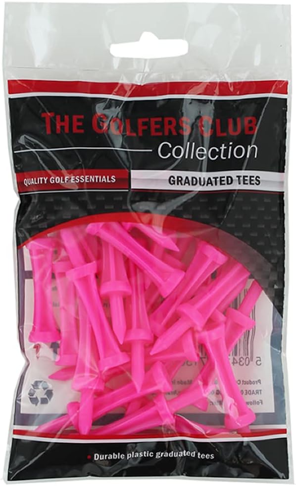 The Golfers Club Golf Graduated Pink Plastic Tees (2.25 Inch x 25), 39mm