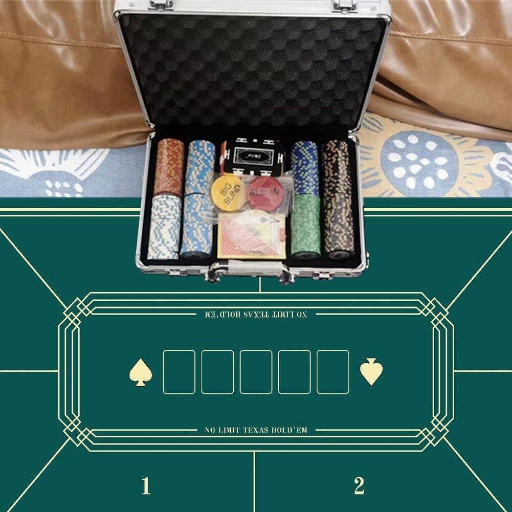 Tapis De Poker Professionnel 8 Joueurs – 2mm Épaisseur, Antidérapant, Pliable Avec Sac De Transport – Vert, Taille S