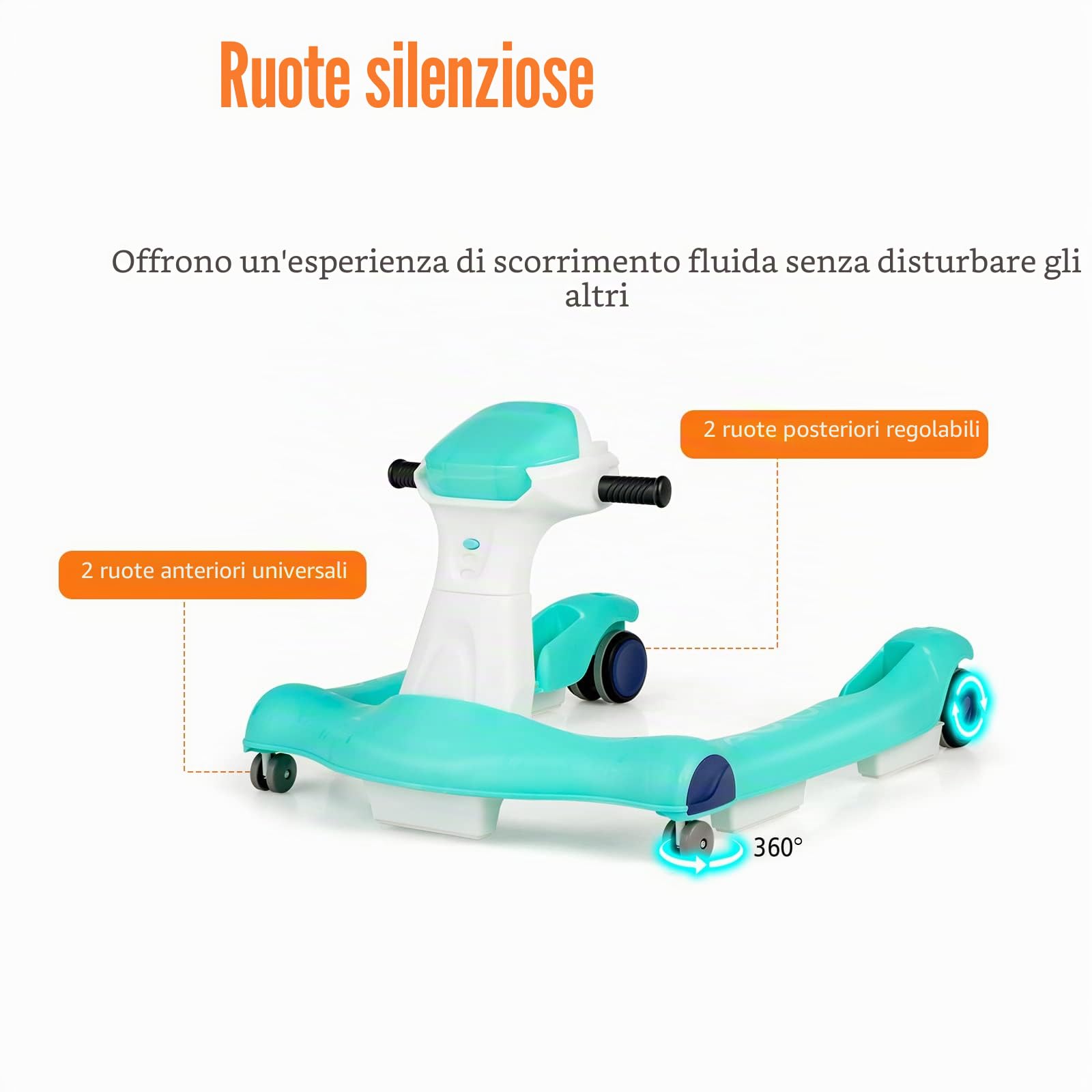 LIFEZEAL 2 in 1 Girello per Bambini 6-18 Mesi, Primi Passi, Baby Walker, Carrellino, Altezza, Velocità Regolabili, Pieghevole, Portatile, con Luce, Musica, Imparare a Camminare, Max 15 kg, Verde