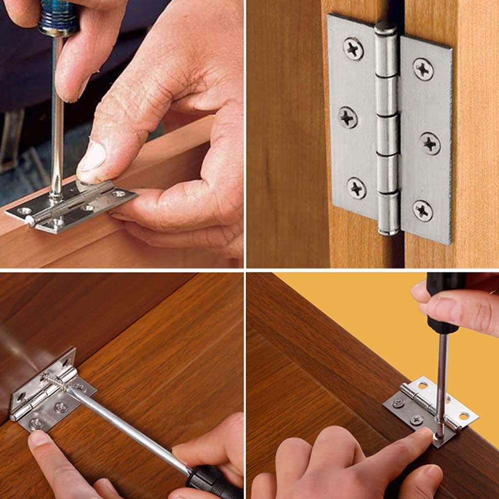 Scharnieren van roestvrij staal, deurscharnier, meubelscharnier, connectoren met schroeven voor thuis, meubels, hardware, kast, kast, deur, lade, 36 x 29 mm, 24 stuks