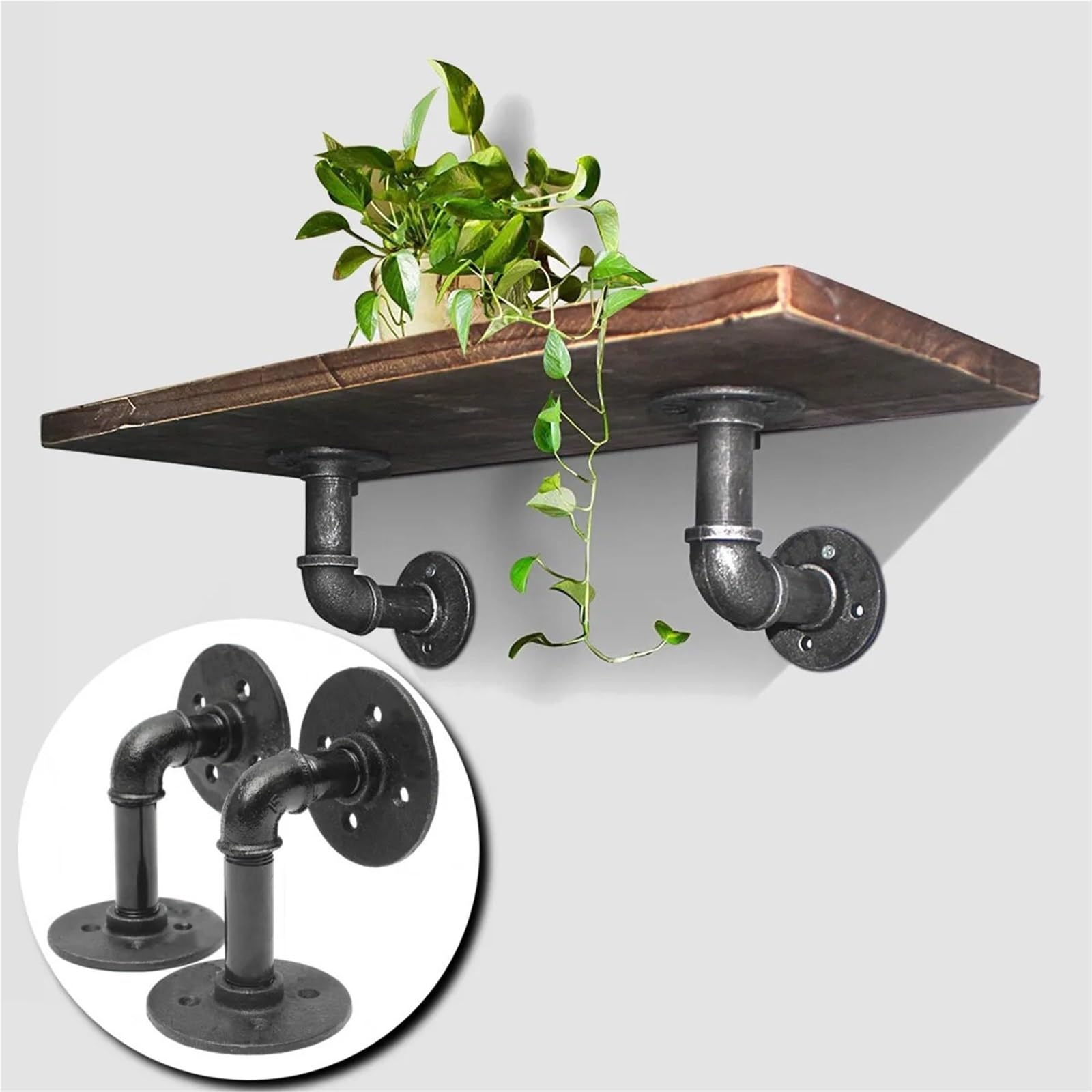 Estante de tubo hierro 2 uds., soporte almacenamiento montado en la pared, estantes, librería Bethroom, decoración DIY Para Montaje(2PCS 12x19cm)