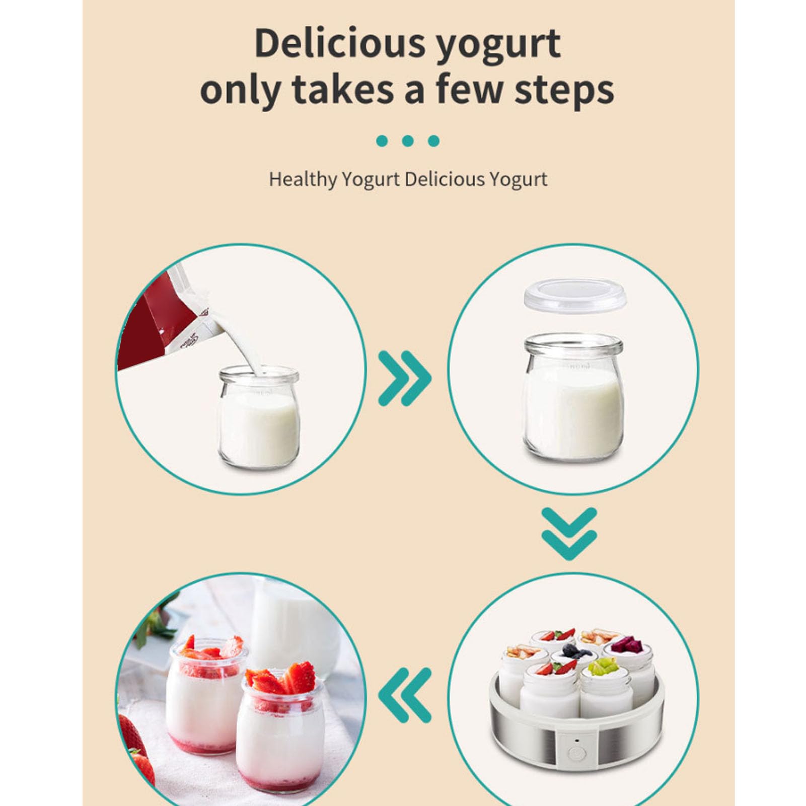 Acouto Yogurtera Eléctrica, Máquina Casera de Yogur Griego con 7 Tazas