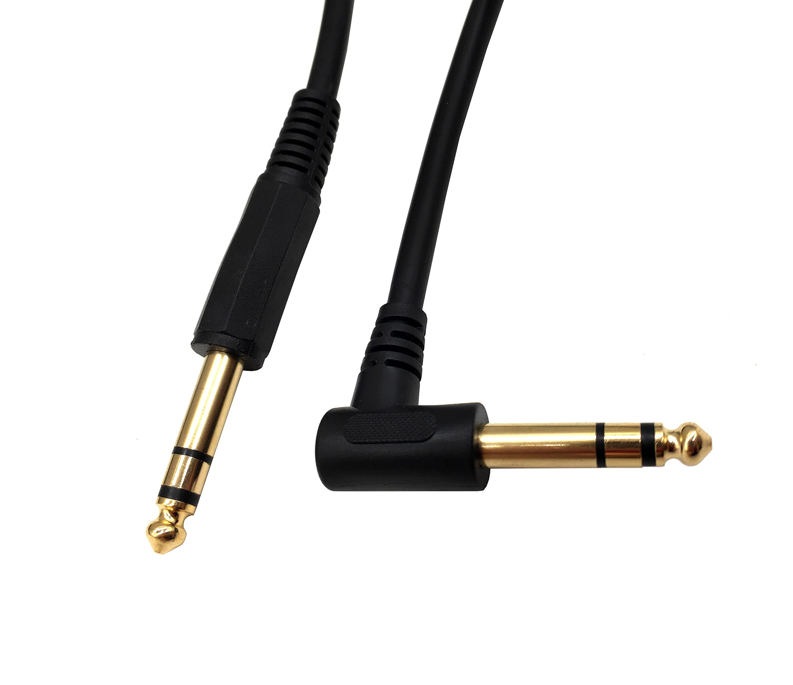 Gitarren-Instrumentenkabel, 1,8 m, 90 Grad Winkel, 6,35 mm TRS-Klinkenstecker auf 1/4 Zoll TRS-Stecker, Stereo-Lautsprecher-Audiokabel für E-Gitarre, Bassgitarre, elektrische und mehr (1,8 m)