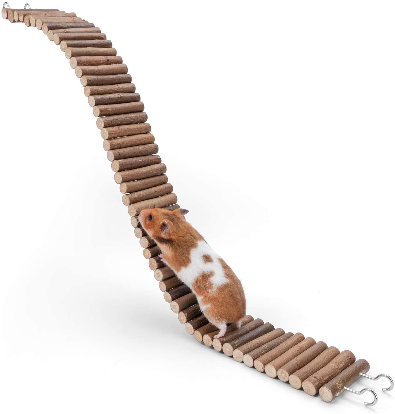 SYOSI Animal Slide, Animal Ladder, Hamster Swing Toy, Soft Ladder Toy, Hamster Suspension Bridge Toy, Long Climbing Wooden Ladder, for Hamsters Mice Mouse And Other Small Animals (24l X 3.15w)