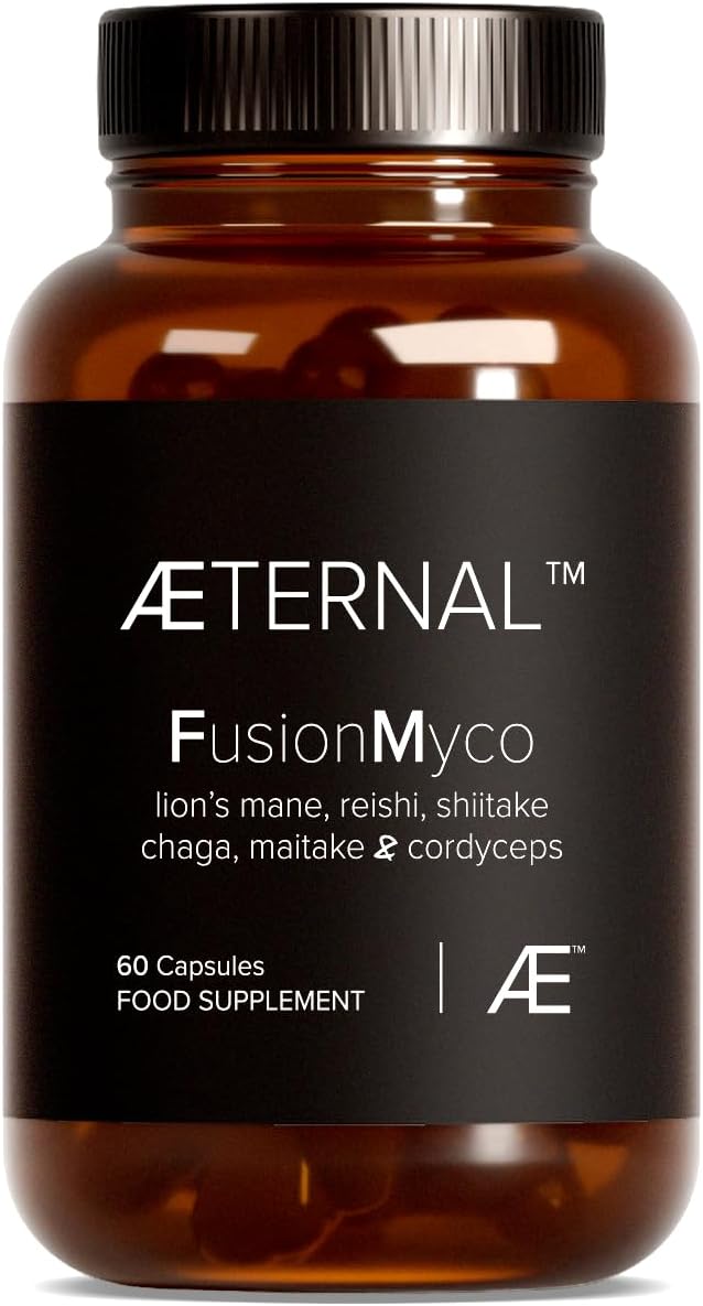 Organic 6 Mushroom Complex | Lion’s Mane Reishi Shiitake Maitake Chaga Cordyceps | Natural Focus Energy & Immune Support | Soil Association Organic | Vegan Non GMO Supplement | 60 Capsules | AETERNAL