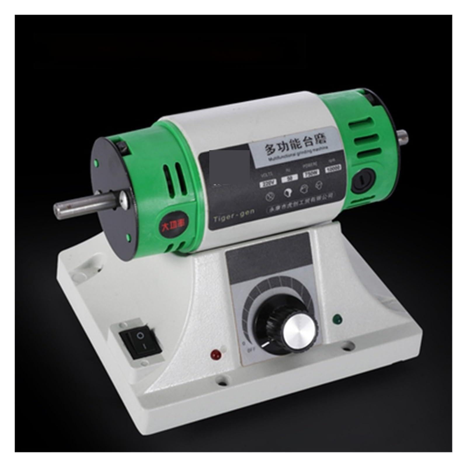 Esmeriladora de Banco, Máquina pulidora de banco eléctrico for joyería y gemas, pulidora de torno de escritorio, velocidad ajustable de 0 a 10000RPM, 750W, para moler, pulir y taladrar(Groen)