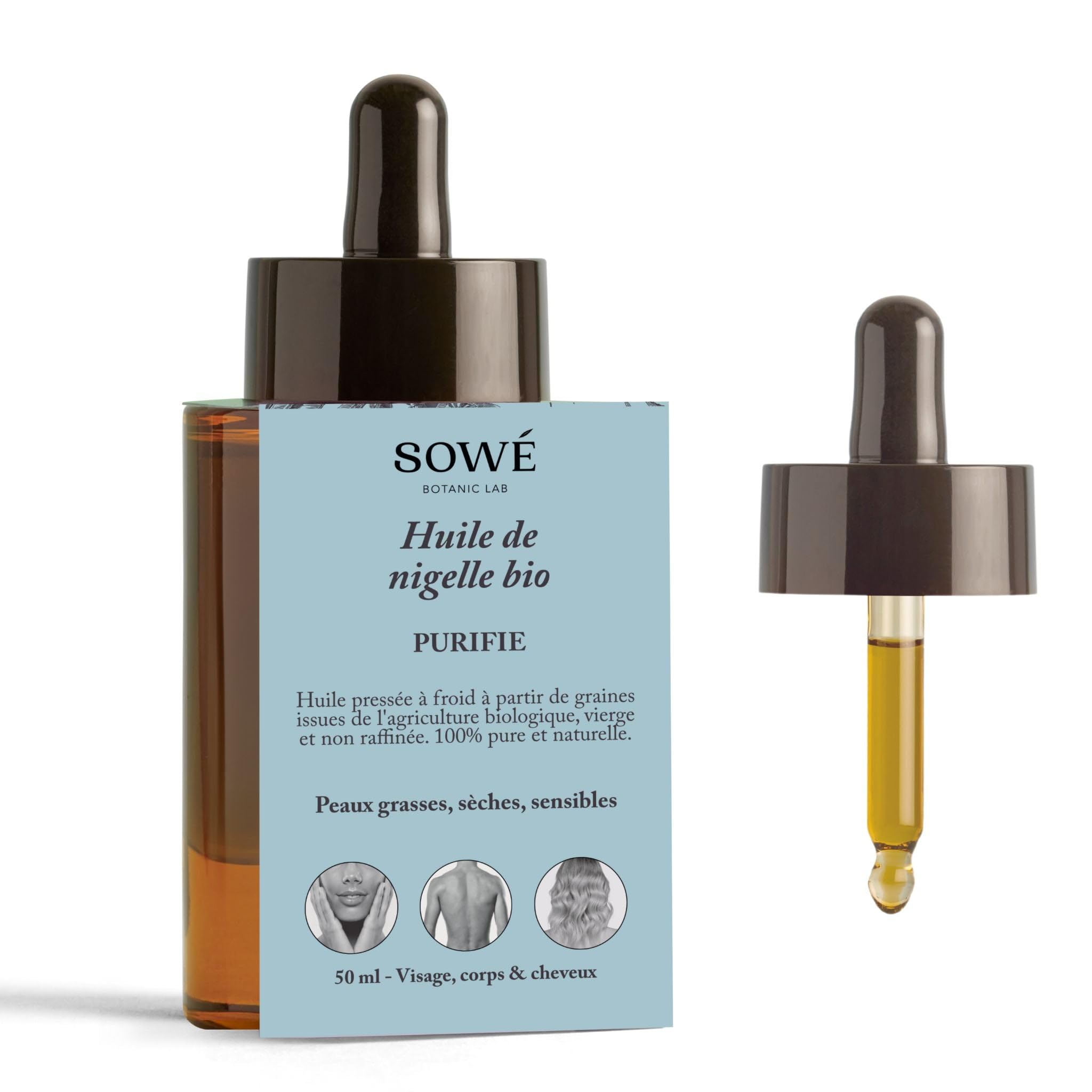 Conjunto de Aceites Vegetales Orgánicos para Piel Sensible y Reactiva - 3x50 ml - Jojoba, Caléndula y Nigella - Calmante, Anti-Rojeces, Protector - Rostro y Cuerpo