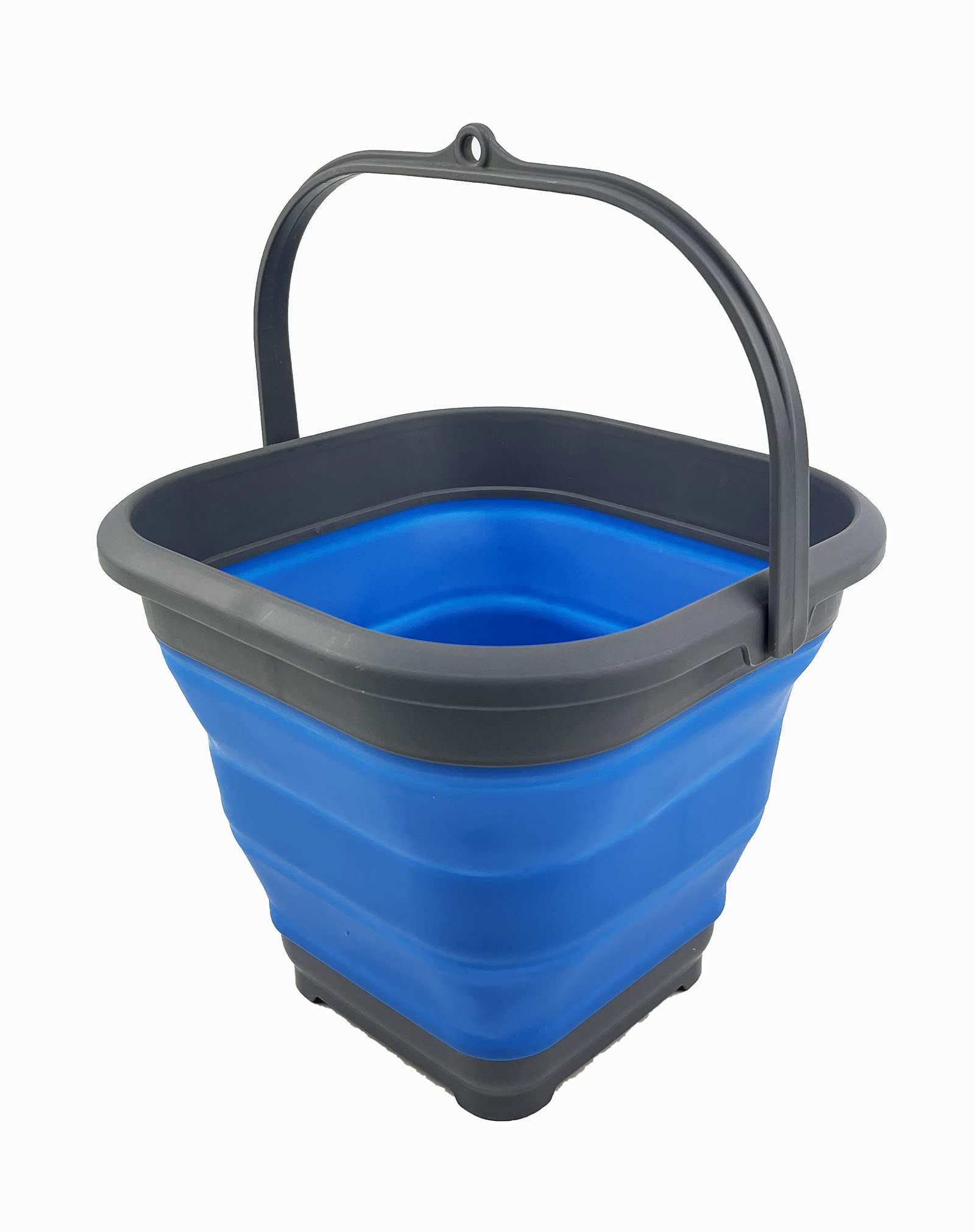 Sammart Grey/Blue 5.5L Collapsible Square Handy Bucket/Foldable Square Water Pail/Portable Tub With Handle ()