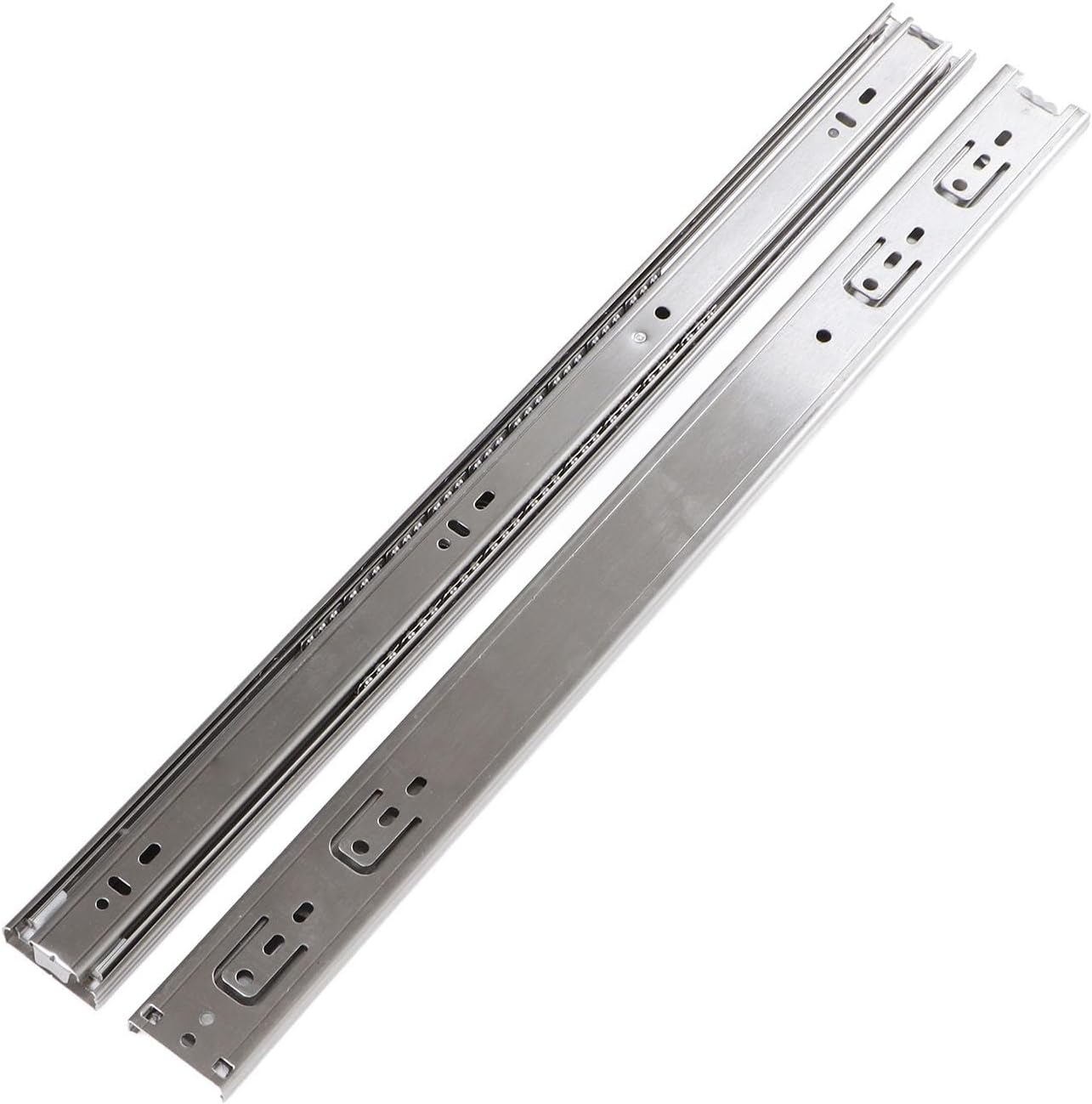 22" Stainless Steel Drawer Slides, Full Extension Heavy Duty, Hydraulic Damping 3-Section Cabinet Drawer Guides for Kitchen,