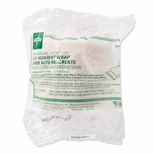 Miniatura 6 de Medline Vendajes cohesivos autoadherentes con látex, 4 pulgadas x 5 yardas, marrón (18 unidades)