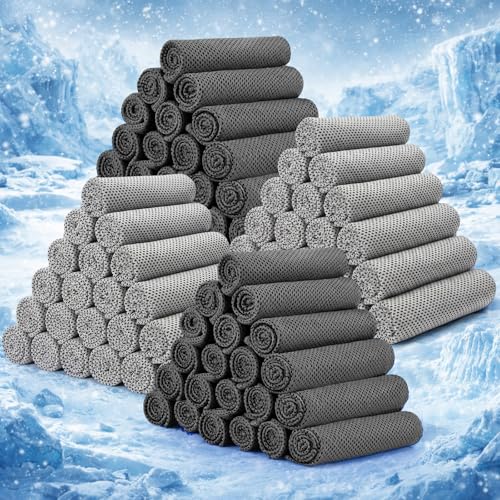 Image of Redbaker 90 Pcs Cooling Towels Bulk for Neck Face 40 inchx12 inch,Grey