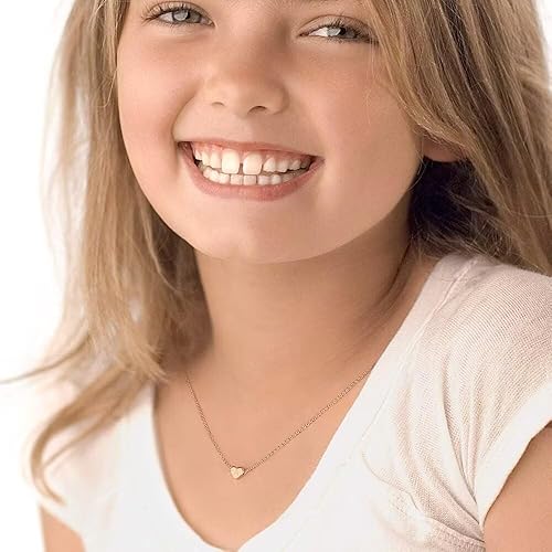 Miniatura 2 de Turandoss - Collar y dije de corazón con inicial, de oro 14 quilates, para mujeres y niñas, regalo para el día de San Valentín