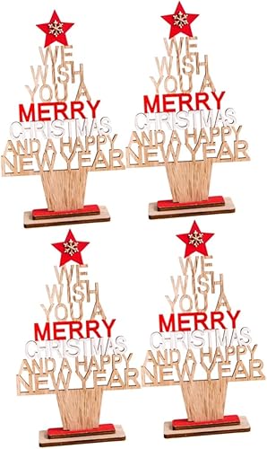 Abaodam 4 piezas de madera árbol de Navidad árbol de Navidad soporte de mesa artificial árbol de Navidad árbol de Navidad mesa de madera decoración