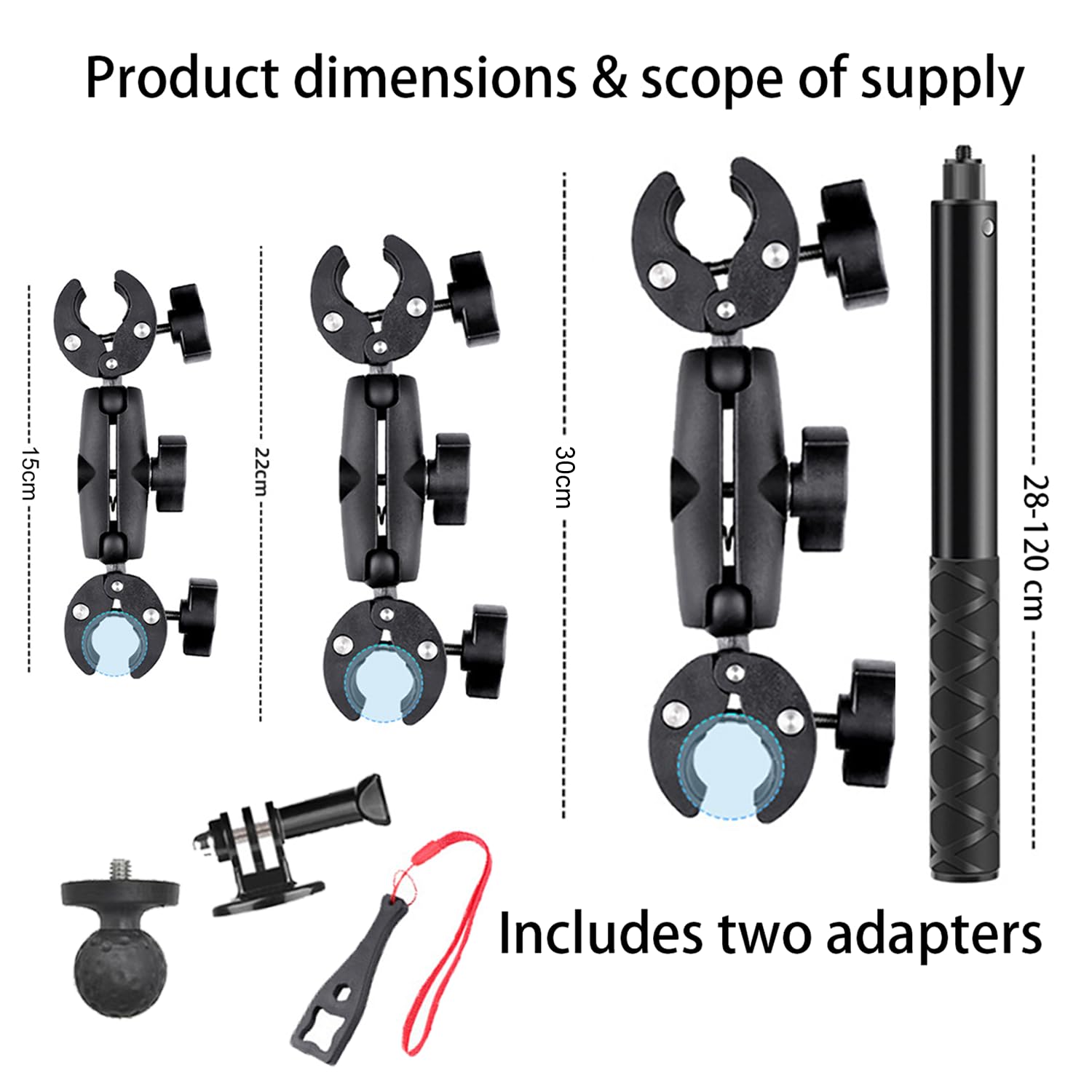 Accessori Per Insta 360 x4,Per Insta 360 x3 Kit Moto,Supporto Per Videocamera,Rotazione Di 360 Gradi,Doppio Morsetto,Alluminio,Doppia Stabilità,Per Insta360 x5,x4,x3,x2,Per One Rs,Per Ace,Ace Pro