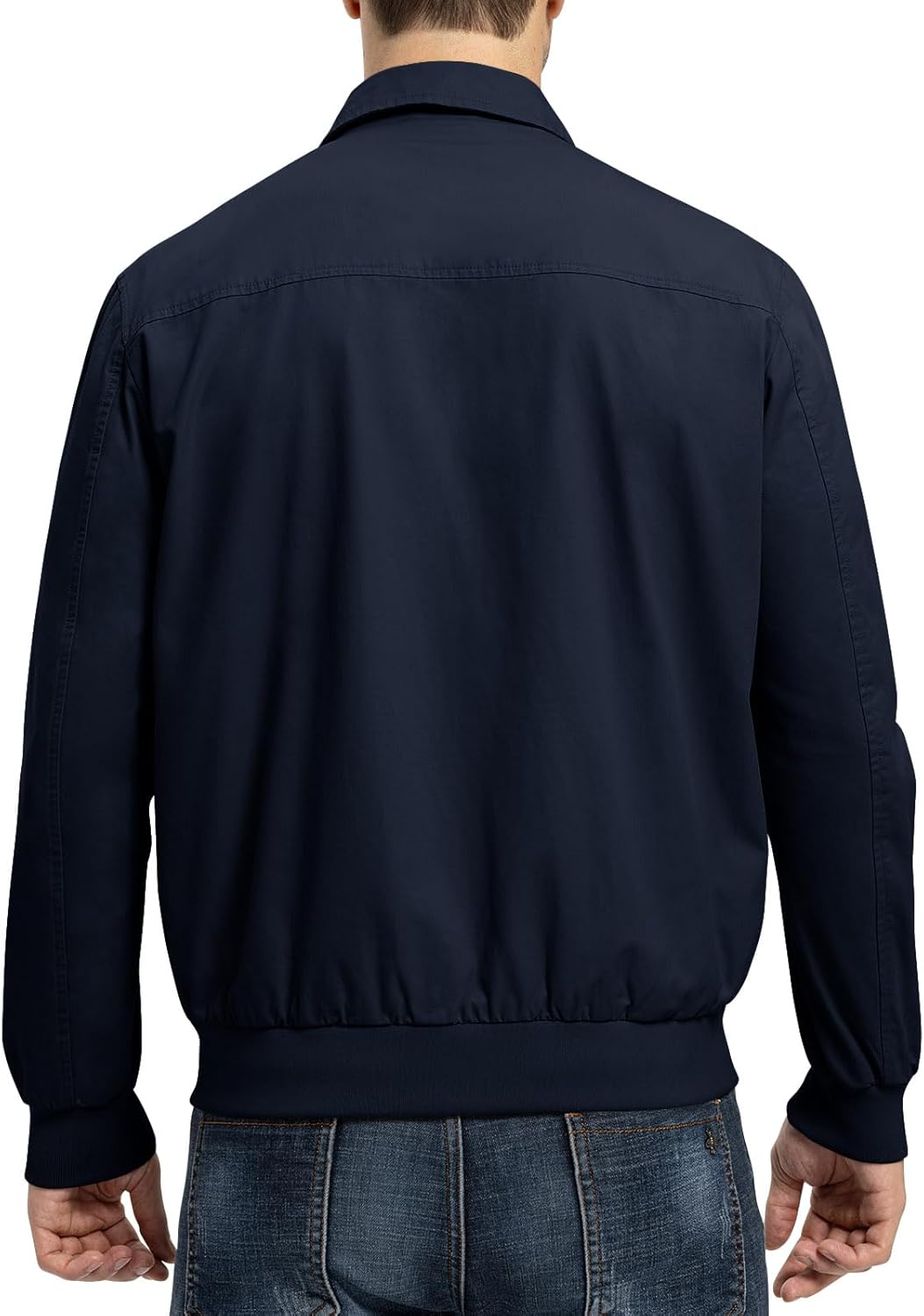 Rdruko Men's Cotton Lightweight Jackets Casual Work Golf Windbreaker with 6 Pockets