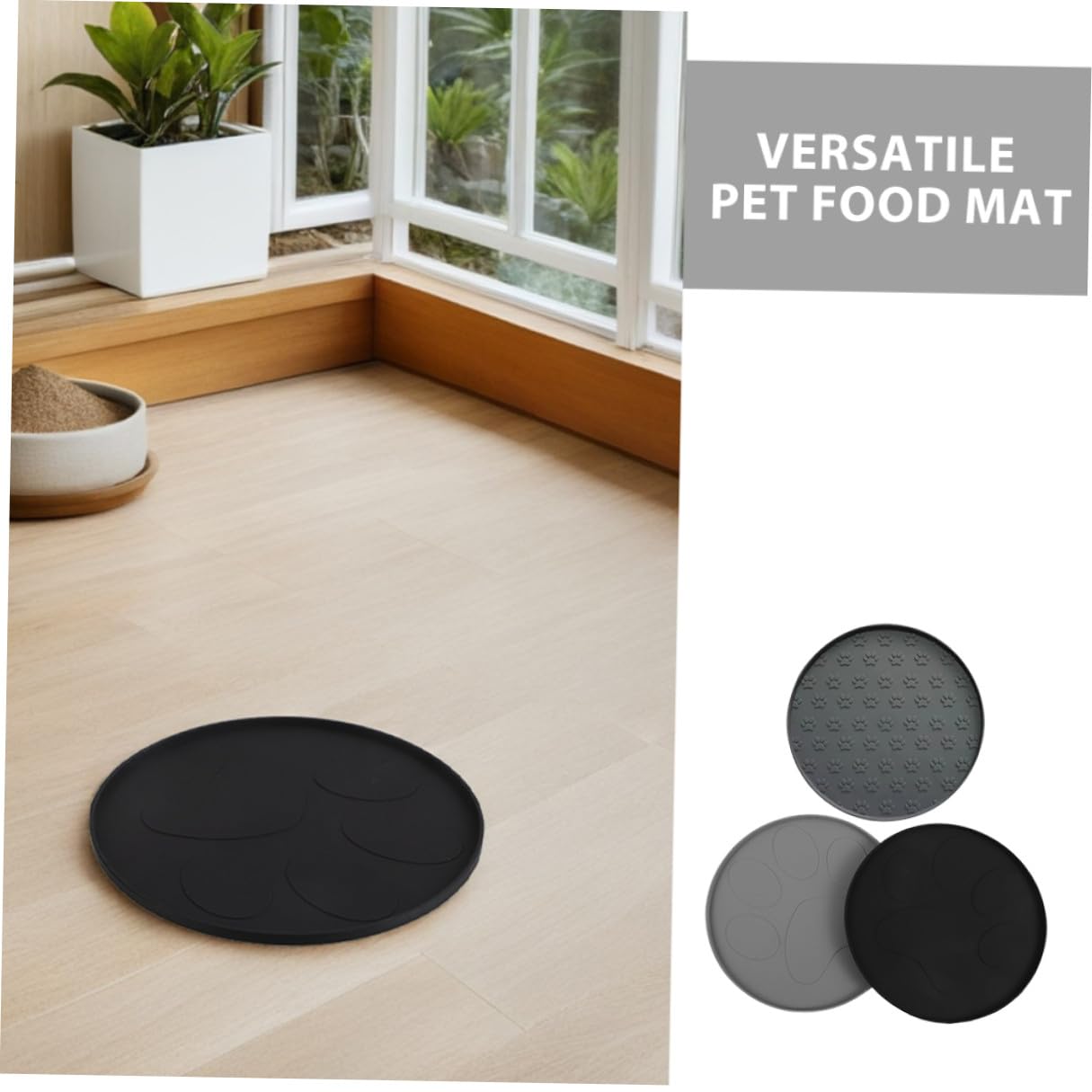 3 Stück Silikon Futterset für Kleine Hunde und Katzen – 27cm rutschfeste Futtermatte mit Erhöhtem Rand und Pfotenabdruckmuster Futternapfunterlage für Haustiere Leicht zu Reinigen